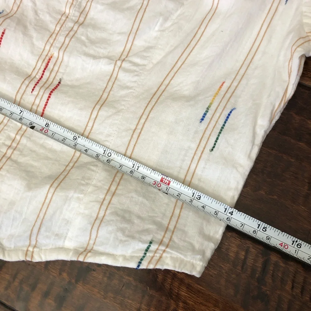 Free People Cream Blouse with Multicolor Stitching - Picture 4 of 7